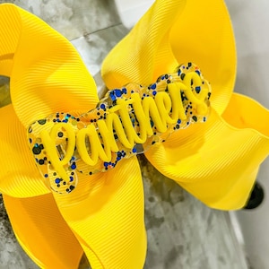 Personalized bow || School Spirit Hair Bow || Acrylic Center Hair Bow