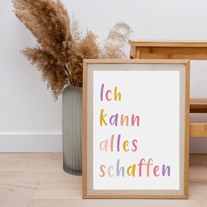Children affirmation poster "I can do everything" in pastel as a gift, encouragement, for school enrolment, for the children's room