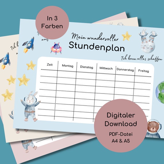 School Timetable for Kids Printable Download School - Etsy