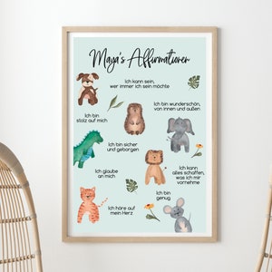 Carteles infantiles de afirmaciones menta, personalizados | Nombre del póster | Regalo | Matrícula | Nacimiento| Cumpleaños| Póster de afirmación| Afinidad