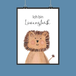 Incentivo ao cartaz “Leão” como decoração de parede do quarto infantil | Presente para meninos e meninas | Aniversário de matrícula escolar na selva de cartaz infantil |