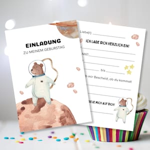 Einladungskarten Astronaut Set Junge Postkarte Weltall Kindergeburtstag Weltallgeburtstag Geburtstagseinladung Digitale Einladung Astronaut