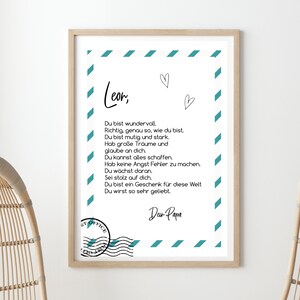 Affiche chambre d’enfants personnalisable - 3 couleurs - amour de soi pour les enfants , encouragement retour à l’école courage cadeau enfant, encouragement, pour l’inscription à l’école