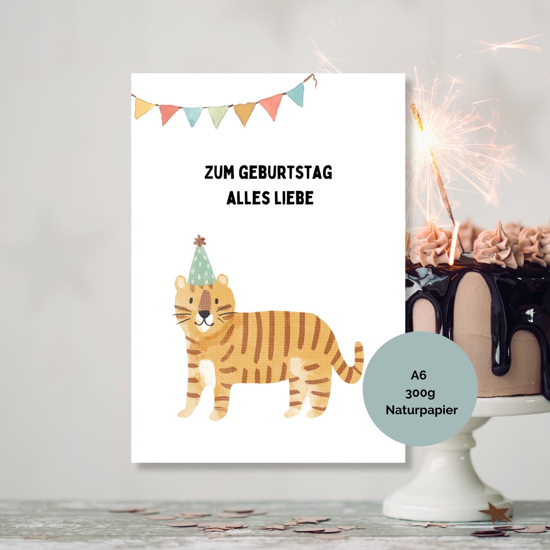 Geburtstagskarte Tiger, Karte zum Geburtstag, DIN A6 Postkarte "Tiger