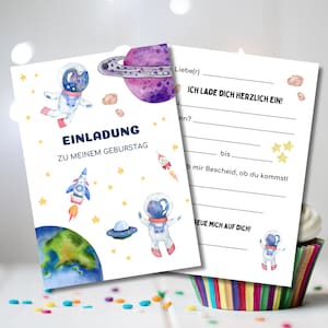 Astronauten Einladungskarten Set Kindergeburtstag Weltallparty 8er oder 10er Set Astronaut Kindergeburtstag Junge Astronaut Deko Weltall
