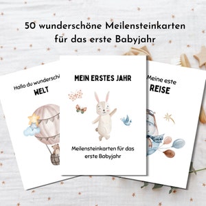 50 Baby Meilensteinkarten erstes Jahr, Geschenk zur Geburt, Baby Geschenk, A6 Erinnerungskarten Monatskarten Geschenk Babyparty Fotoalbum