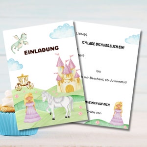 Prinzessin Einladungskarten Set Kindergeburtstag Prinzessinnenparty 8er oder 10er Set Kindergeburtstag Mädchen Prinzessin Einladung