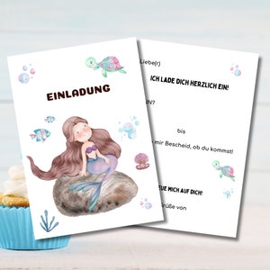 Meerjungfrau Einladungskarten Set Unterwasser Kindergeburtstag 8er oder 10er Set Märchen Kindergeburtstag Mädchen Prinzessin Einladung