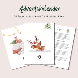 Kinder adventskalender Mindfulness Print digitaal bestand DOWNLOAD Zelfliefde Mindfulness Kalender Mindfulness Kaarten Kinder Kerstmis