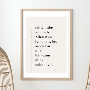 Póster Afirmación, minimalista, blanco y negro, Afirmación positiva Salud mental - amor propio - descargar - IMPRESIÓN O DITITAL