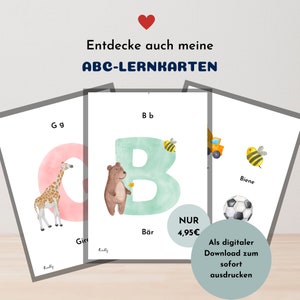 Kinderbild ABC, Alphabet Bild, ABC lernen, Poster Kinderzimmer , Alphabet-Poster mit süßen Motiven ABC-Poster fürs Kinderzimmer Bild 7