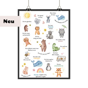 Afirmación Afiche Vivero | Afirmaciones para niños | creencias positivas | DIN A4, A3 | Descarga digital de la mentalidad del cartel de aprendizaje.