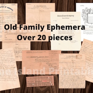 Kit de diario basura efímero imprimible, cartas manuscritas antiguas, notas, documentos y papeles antiguos, papel digital efímero, más de 20 piezas