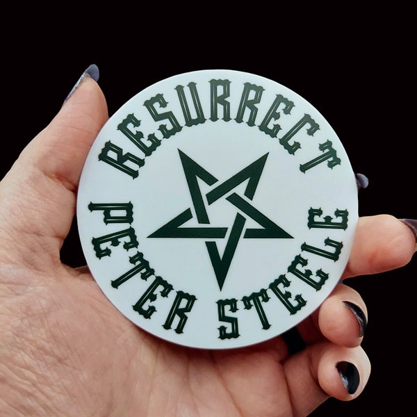 RESURRECT PETER STEELE inverted pentagram decal button