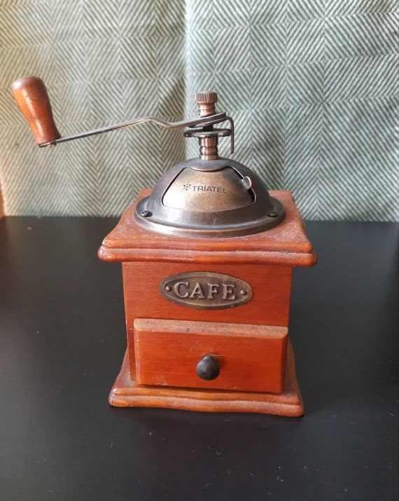 Manual Coffee Grinder, Coffee Bean Grinder, Vintage Antique Wooden Hand