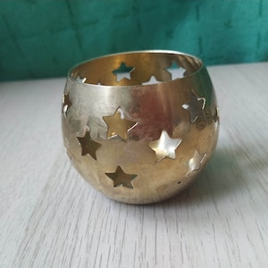 Candleholder Vintage Brass candlestick, Brass Candle Holder with hearts, Brass Candleholder, Scandinavian Vintage, 1980s