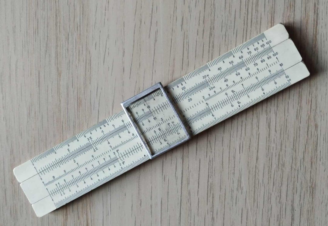 Vintage Logarithmic Slide Ruler, Small Slide Ruler, Analog Calculator ...