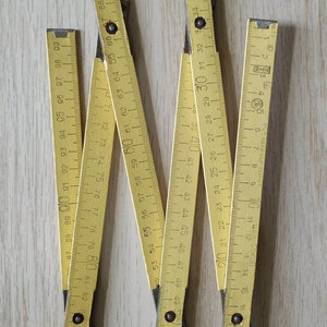 Règle de poche pliante en bois soviétique vintage - Ruban à mesurer de 6 pieds - Objet de collection des années 1970
