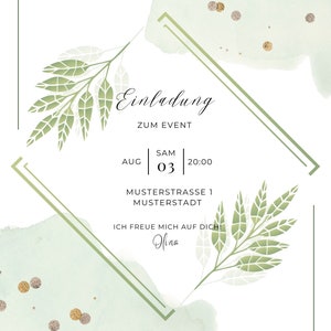 Personalized aesthetic invitation in shades of green image 2
