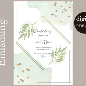 Personalized aesthetic invitation in shades of green image 1