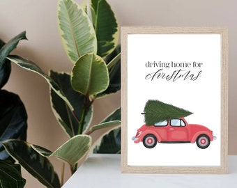 Christmas Printable Poster Driving Home for Christmas Decoration