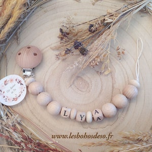 Personalized bohemian baby first name pacifier clip