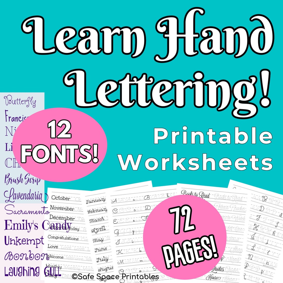 PRINTABLE COMPLETE Hand Lettering Workbook for Beginners 72 - Etsy