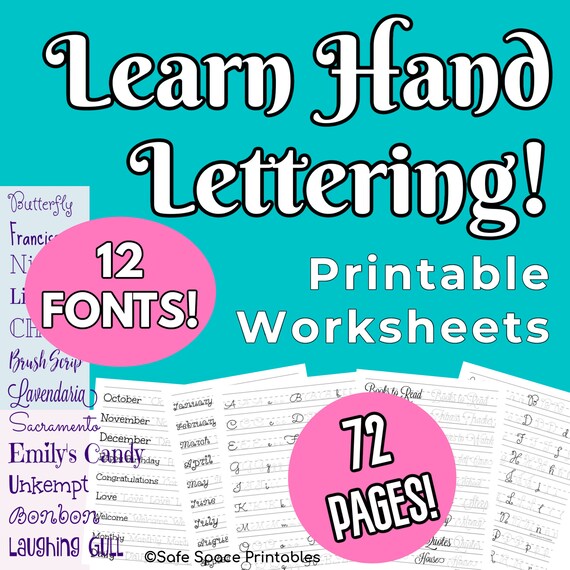 PRINTABLE COMPLETE Hand Lettering Workbook for Beginners 72 | Etsy