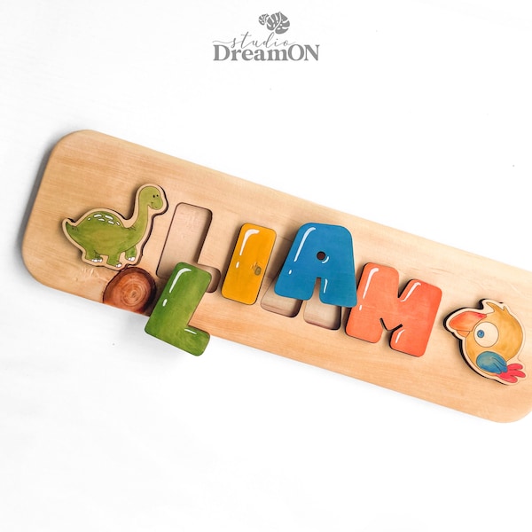 Personalized Name Puzzle - Customizable Baby Christmas Gift - Wooden Toy for Kids