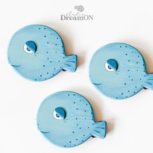 Wooden Pufferfish Wall Art Decor - Blowfish Coastal Decor for Vacation Beach House
