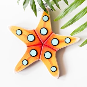 Wooden Starfish Wall Art - Coastal Beach House Decor