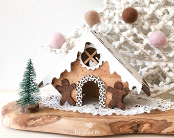 Gingerbread House - Christmas Village Mantel Decor - Personalized Gift