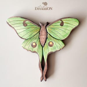 Luna Moth Wood Wall Art - Cottagecore Decor for Wall - Boho Butterfly Nursery Wall Hanging