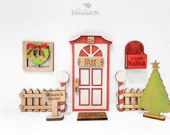 Christmas Magic Elf Door Props and Acceccories - Personalized Gift with Letter to Santa Claus - Miniature Decor Kit