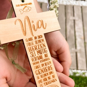 Personalized Baptism Cross Christening Gift Gift for Baptism or First Communion Wooden Cross image 2