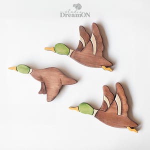 Vliegende wilde eend houten muurdecoratie kunst aan de muur - Lake House decor voor muur - Vaderdagcadeau