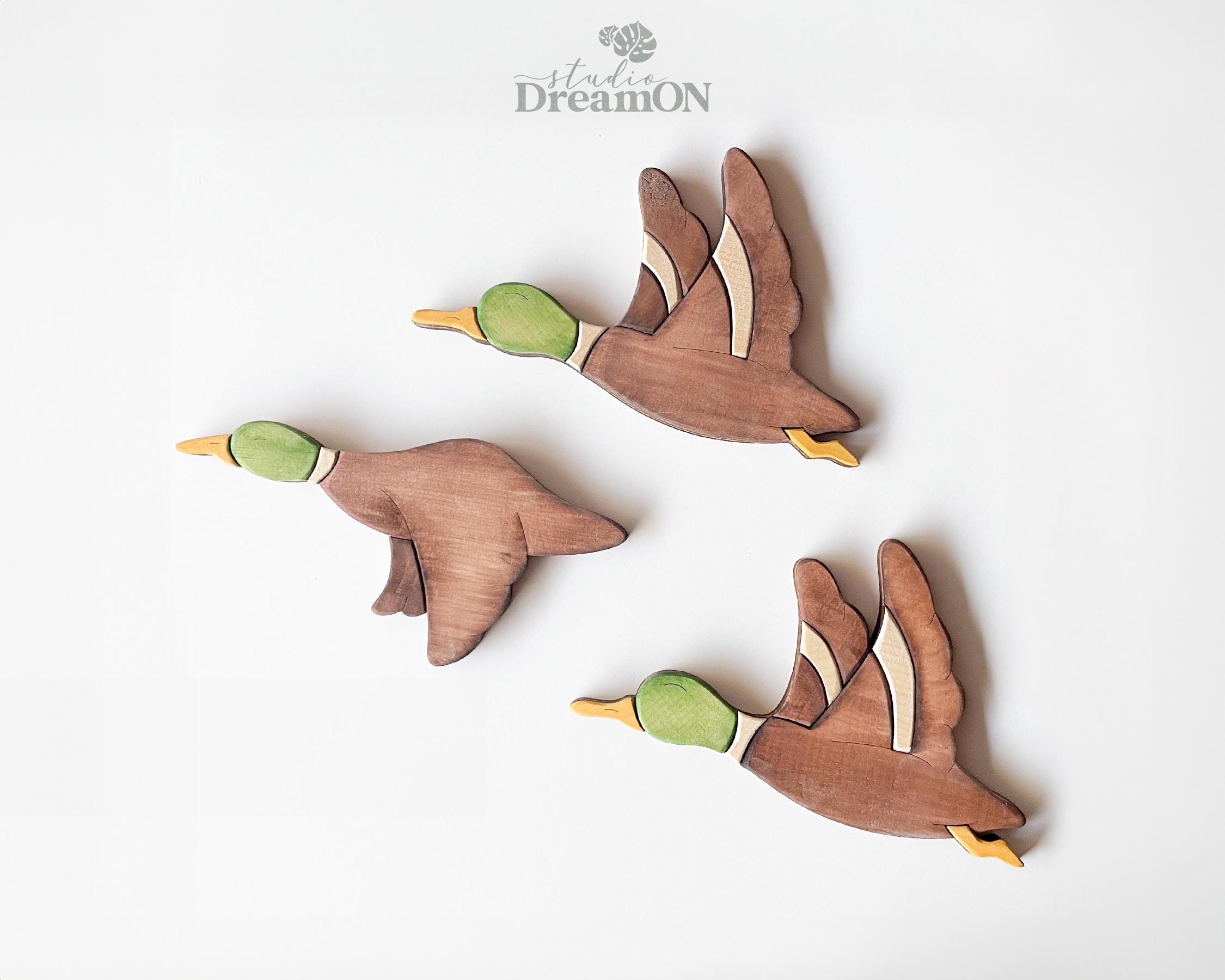 Flying Mallard Ducks Wooden Wall Art Decor - Lake House Decor for Wall - Fathers Day Gift
