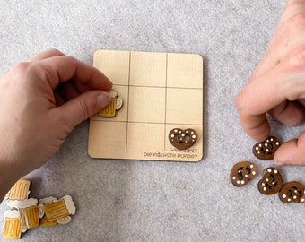 Beer TIC TAC TOE board, Wooden Tic tac toe game, Fun board game, Birthday gift for Adults - Who Pays the Next Round