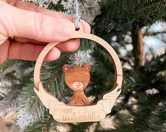 Custom Name Bear Ornament -  Personalized Gift for New Mom or Friend - Mama Bear Christmas Tree Decor