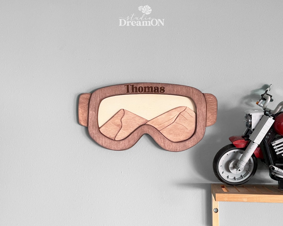 Personalized Ski Mask Wall Decor - Custom Name Snowboard Gift - Wood ...