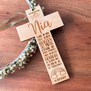 Personalized Baptism Cross Christening Gift Gift for Baptism or First Communion Wooden Cross image 1