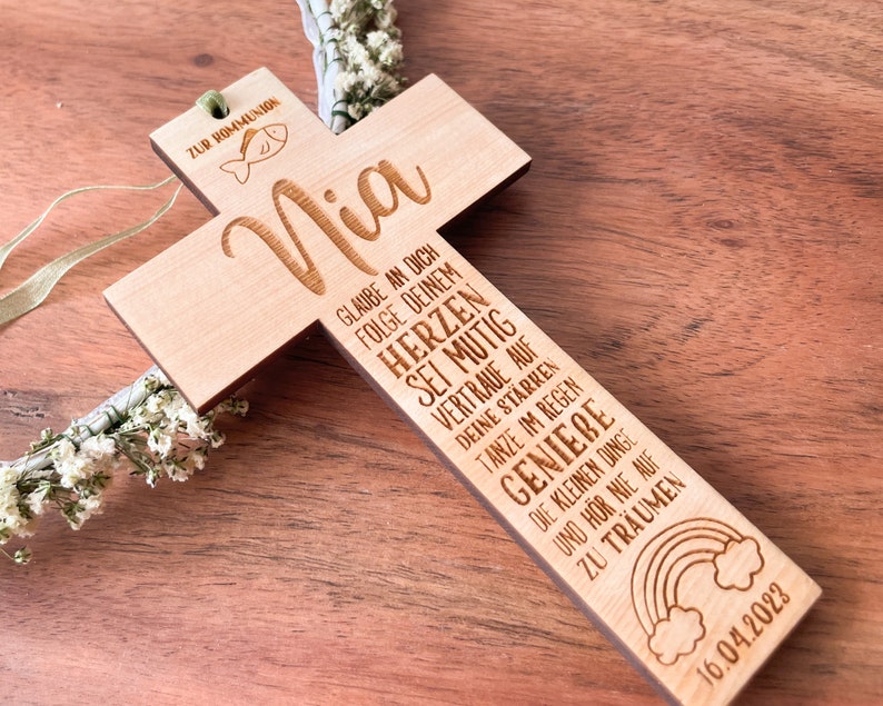 Personalized Baptism Cross Christening Gift Gift for Baptism or First Communion Wooden Cross image 4