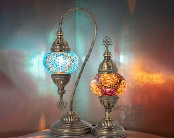 Mosaic Table Lamp Set with 2 Color, Turkish Mosaic Table Lamp, Turkish Desk Lamp Set, Moroccan Stained Glass Mosaic Lamp