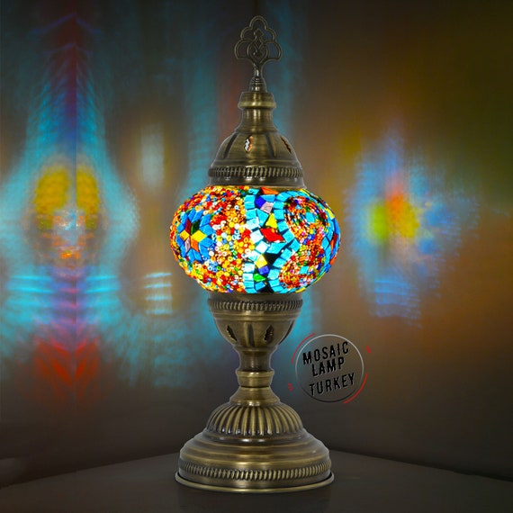 Mosaic Glass Goose neck Lamp Moroccan style handmade globes hand