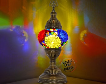 Multicolor Turkish Desk Lamp, Turkish Mosaic Lamp, Turkish Table Lamp, Bedside Lamp, Moroccan Lamp, Moroccan Lantern