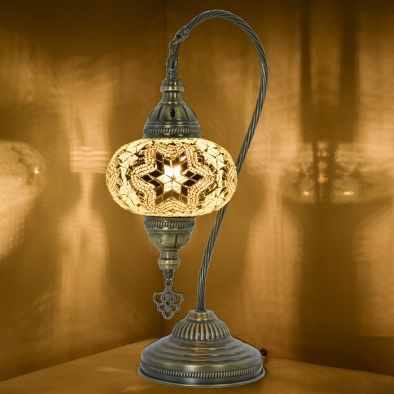 Swan Neck Mosaic Table Lamp, Red-Yellow, Model 1 (Large) - Mosaic