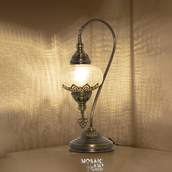 Mosaic Glass Goose neck Lamp Moroccan style handmade globes hand