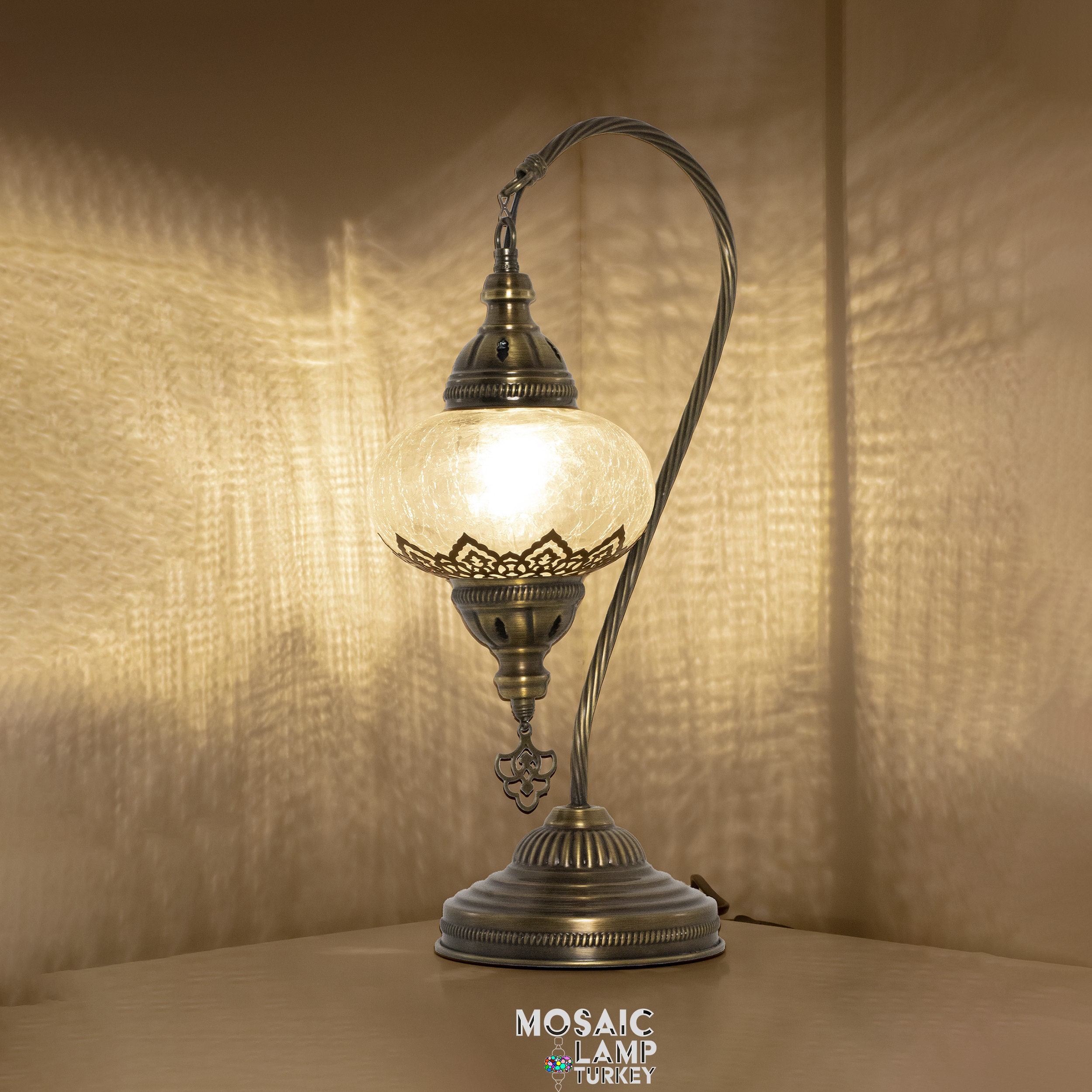 Swan Neck Mosaic Table Lamp, Turquoise, Model 1 (Medium) - Mosaic
