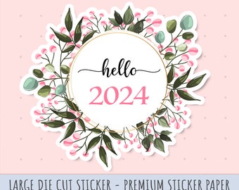 Hello 2024 Sticker für Bullet Journals - Premium Mattes Sticker Papier