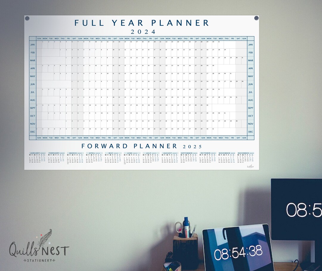 2024 Wall Planner Minimalist A1 Full Year Blue - Etsy